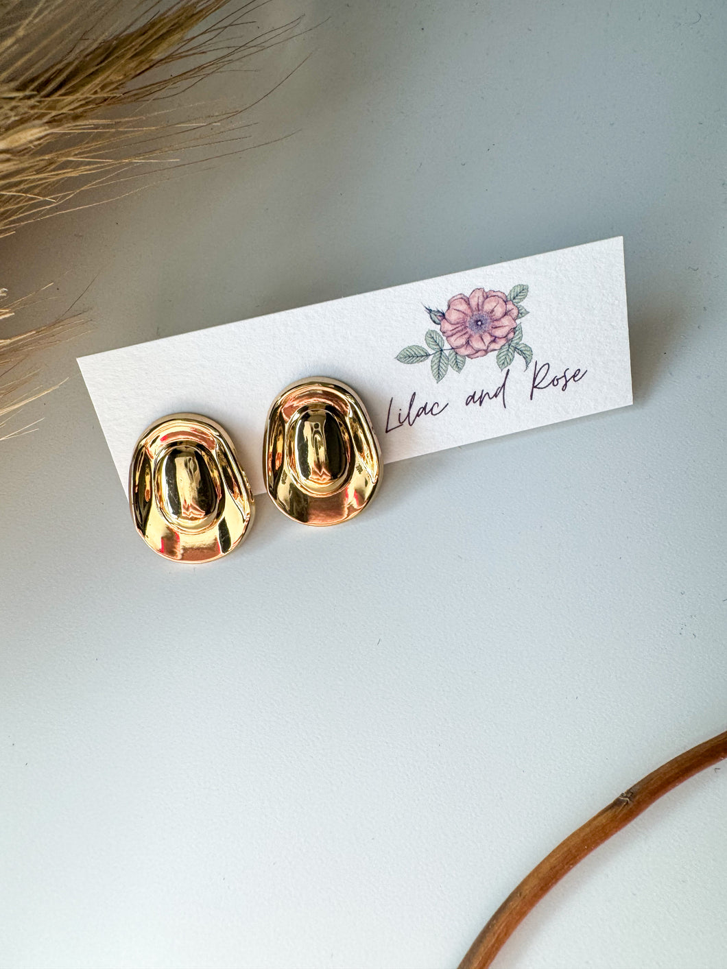 Gold Dipped Western Cowboy Hat Stud Earrings