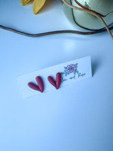 Load image into Gallery viewer, Red Vintage Heart Stud Earrings
