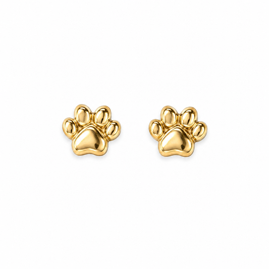 ✨ Mini Gold Paw Print Stud Earrings – Dainty Shine for Animal Lovers