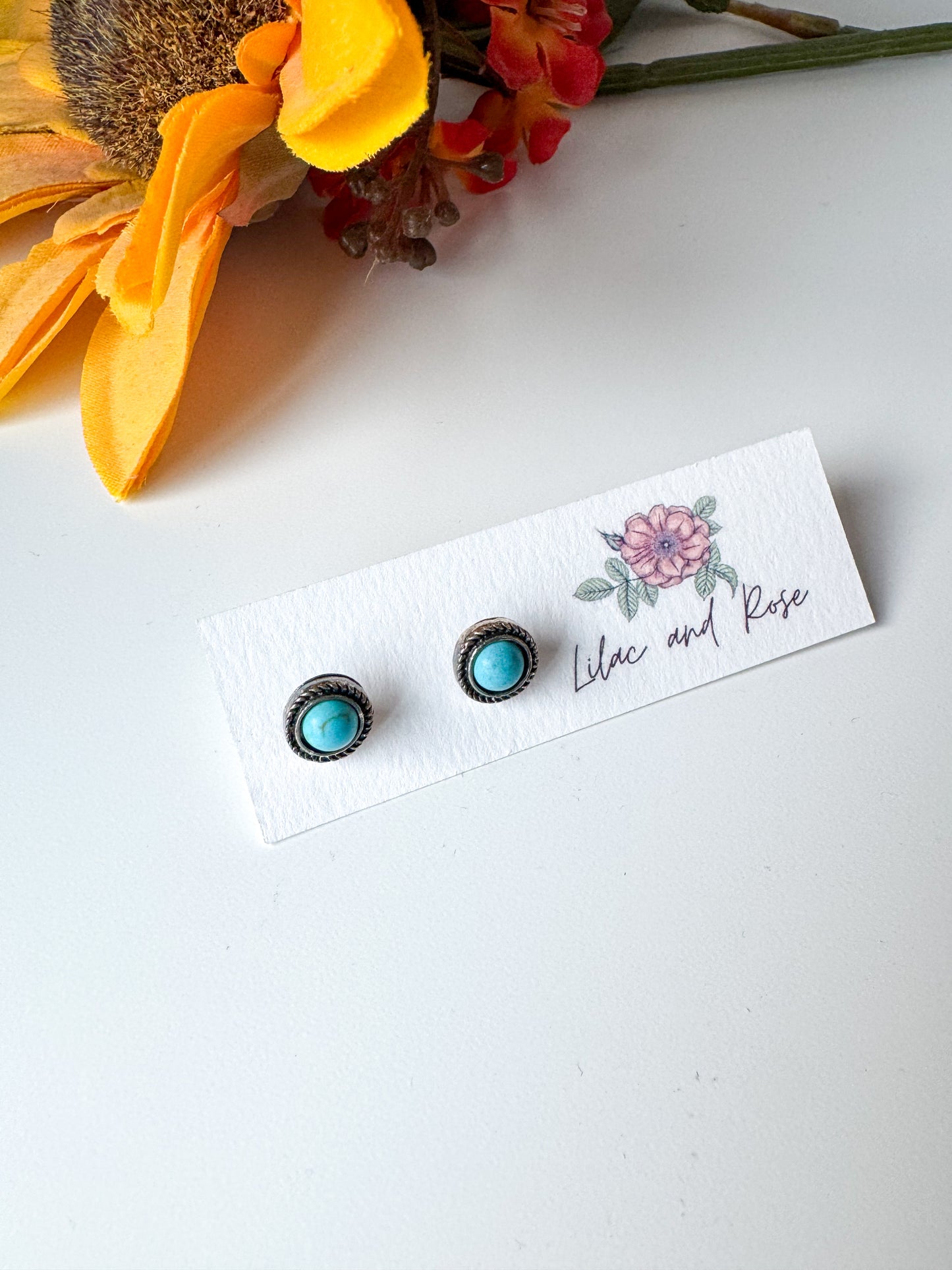 ✨ Double Circle Outline Turquoise Studs