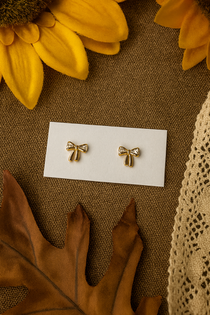 ✅ CZ Bow Stud Earrings – Dainty Sparkle with a Feminine Touch