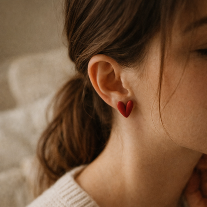 vintage red heart earrings gift ready