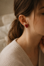 Load image into Gallery viewer, Red Vintage Heart Stud Earrings
