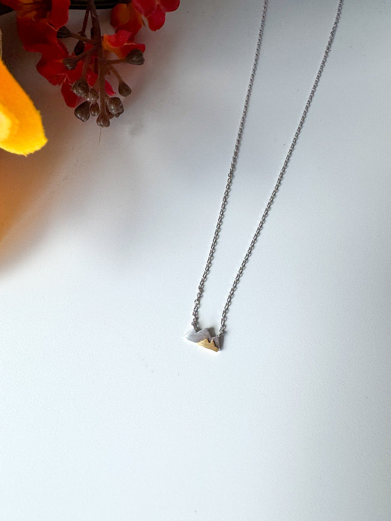 Gold Dipped Dainty Mini Mountain Pendant Necklace