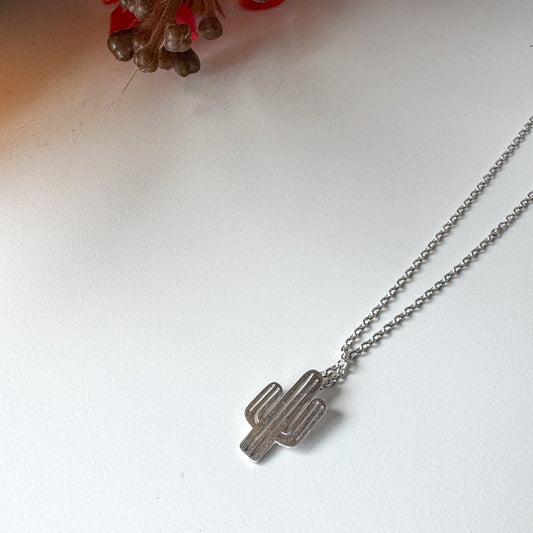 dainty southwest cactus charm necklace hypoallergenic