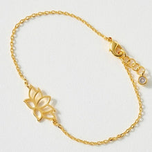 Load image into Gallery viewer, Lotus Charm Brass Bracelet
