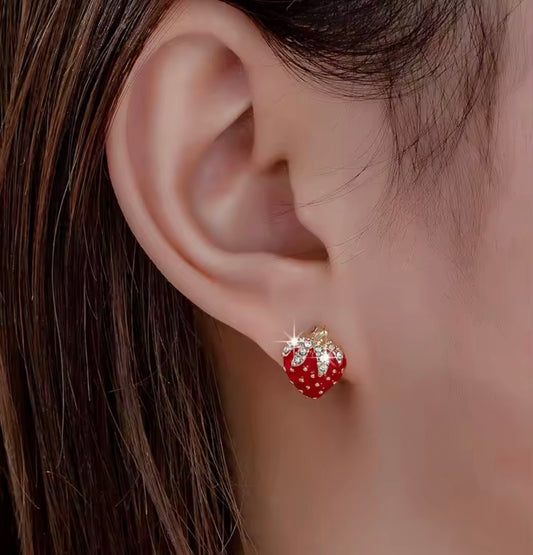 Sparkle Strawberry Stud Earrings