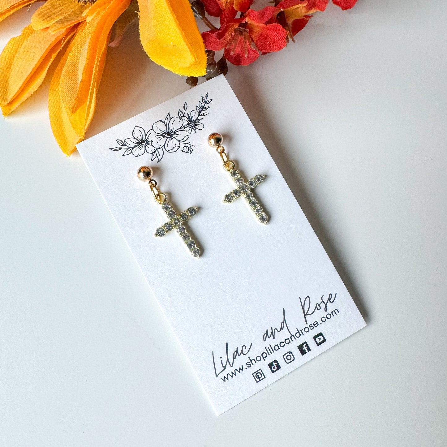 CZ Cross Earrings