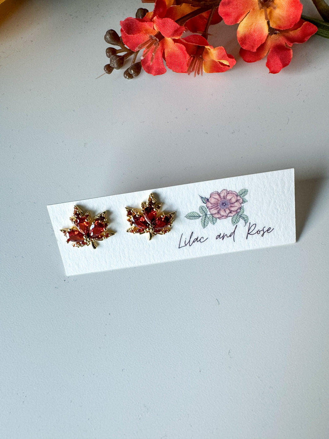 Fall Maple Leaf Stud Earrings