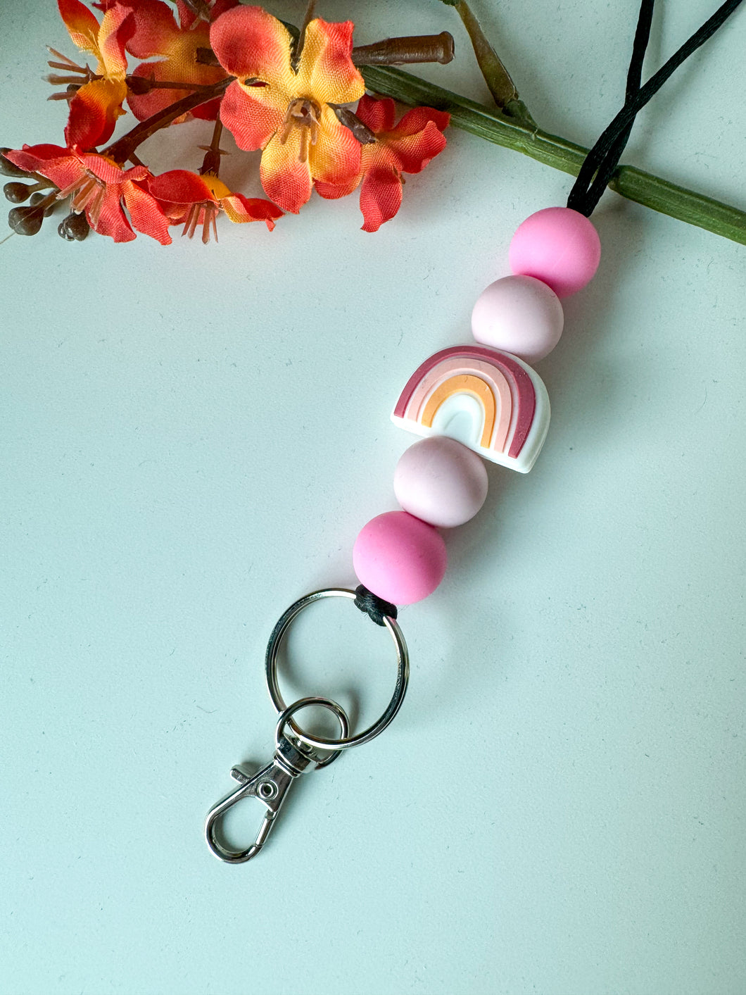 Boho Pink Rainbow Lanyard