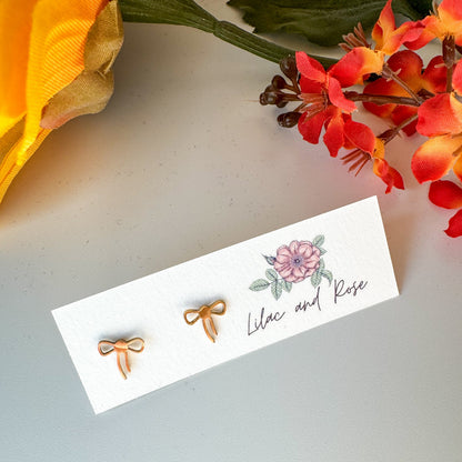feminine bow studs lightweight hypoallergenic jewelry