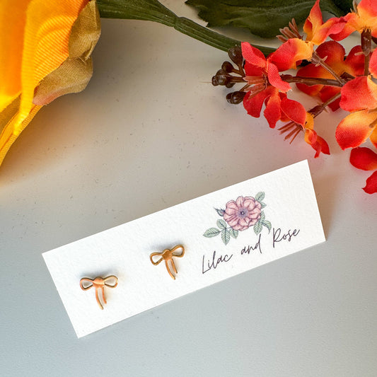 feminine bow studs lightweight hypoallergenic jewelry