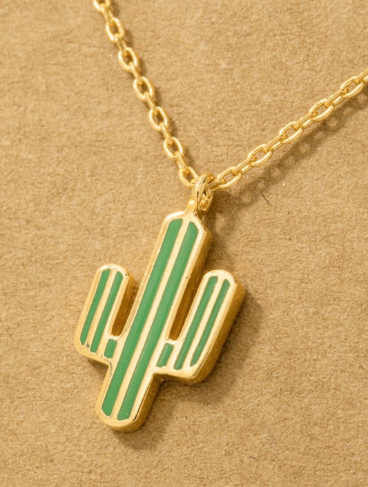 ✨ Striped Cactus Necklace – Playful Desert Vibes in Every Detail