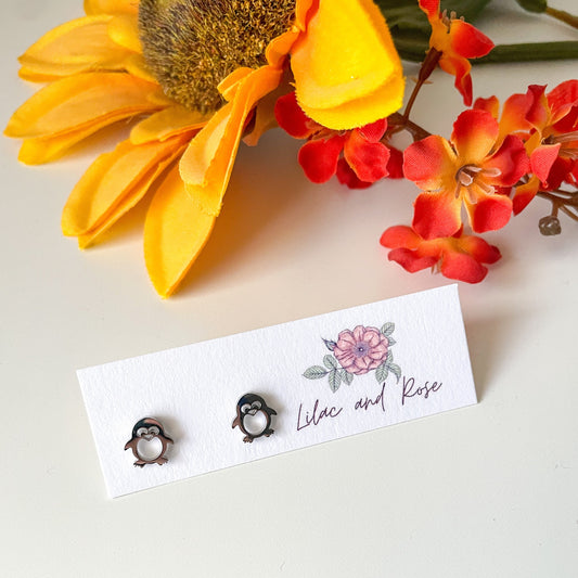 penguin stud earrings holiday gift
