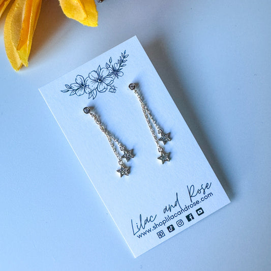 ✅ Dangling Pave Star Drop Earrings