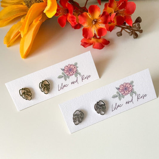 ✨ Monstera Leaf Stud Earrings