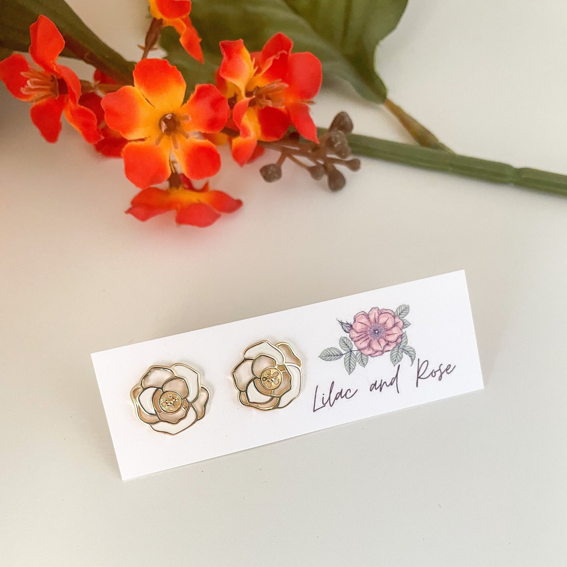 large rose stud earrings floral statement