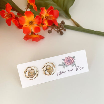 large rose stud earrings floral statement