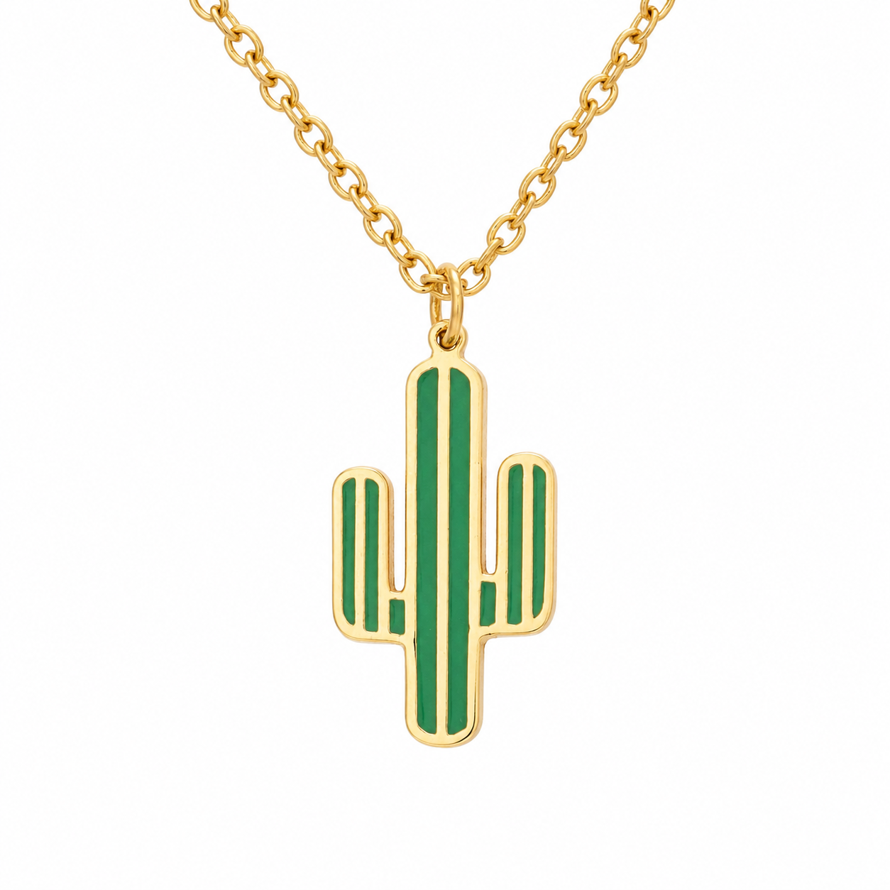 ✨ Striped Cactus Necklace – Playful Desert Vibes in Every Detail