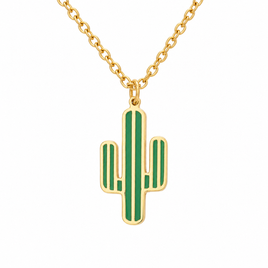 ✨ Striped Cactus Necklace – Playful Desert Vibes in Every Detail