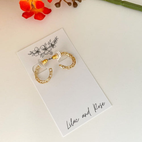 statement gold hoops Lilac and Rose