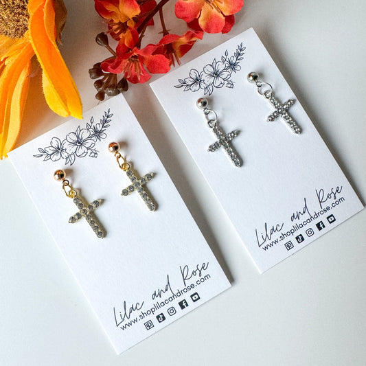 CZ Cross Earrings