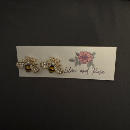 cubic zirconia bee earrings gift for teachers or friends