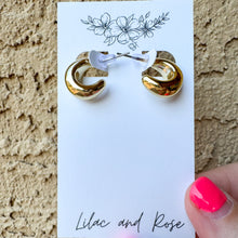 Load image into Gallery viewer, lightweight gold hoop earrings soft shine hypoallergenic jewelry

