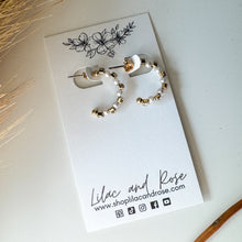 Load image into Gallery viewer, Cube and Pearl Beaded Hoop Earrings
