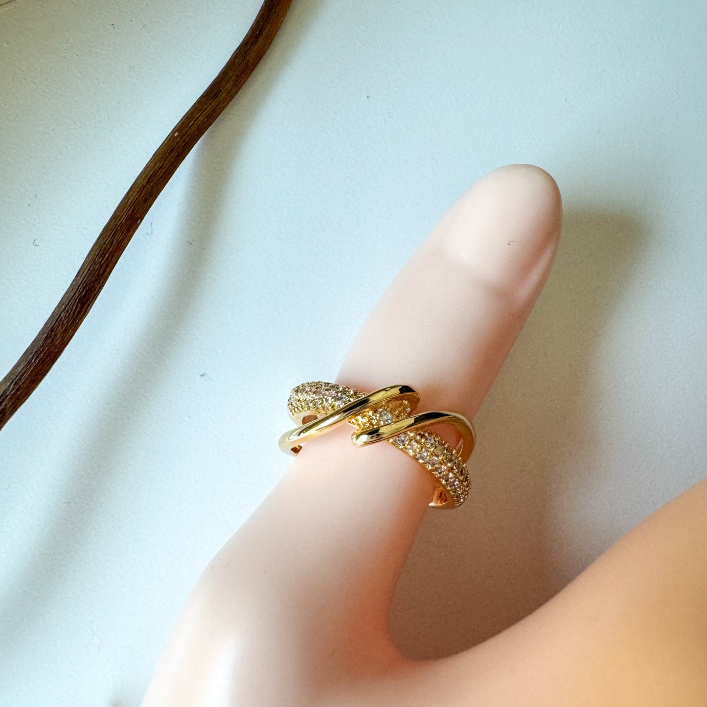 adjustable CZ open band ring hypoallergenic jewelry