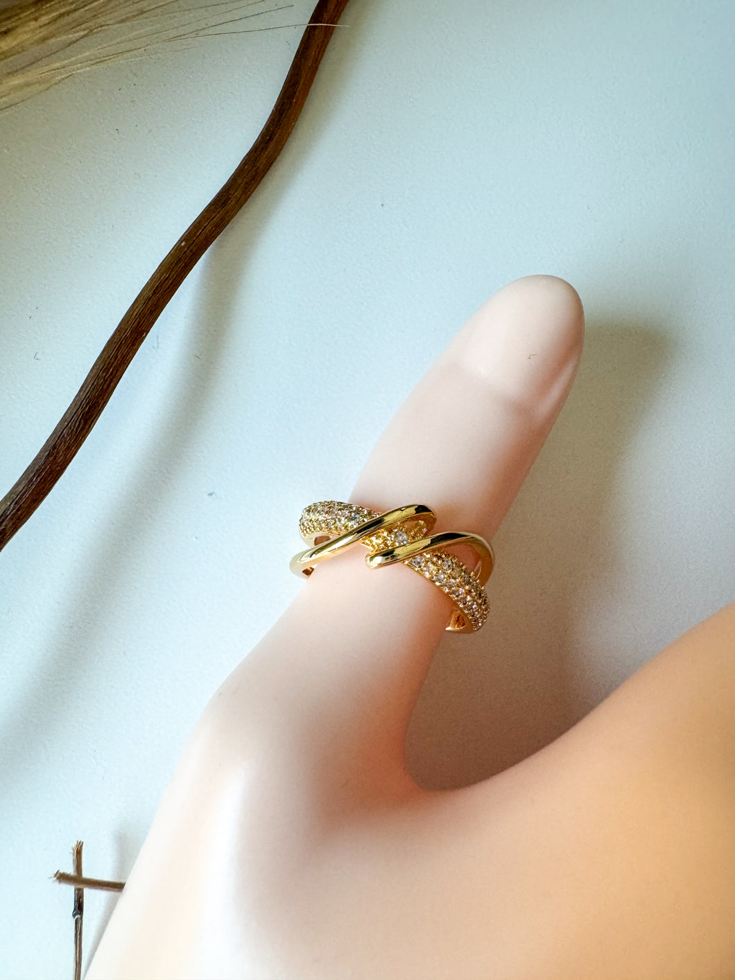 Wrapped Pave Row Open Band Ring