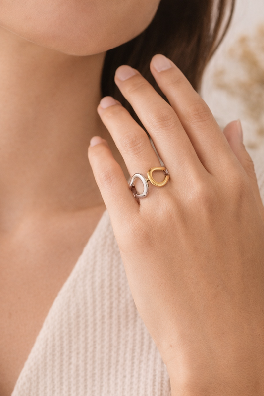 ✨ Two Tone Looped Open Band Ring