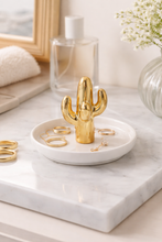 Load image into Gallery viewer, ✅ Ceramic Gold Cactus Ring and Jewelry Dish
