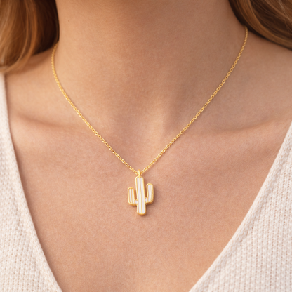 ✨ White Striped Cactus Necklace