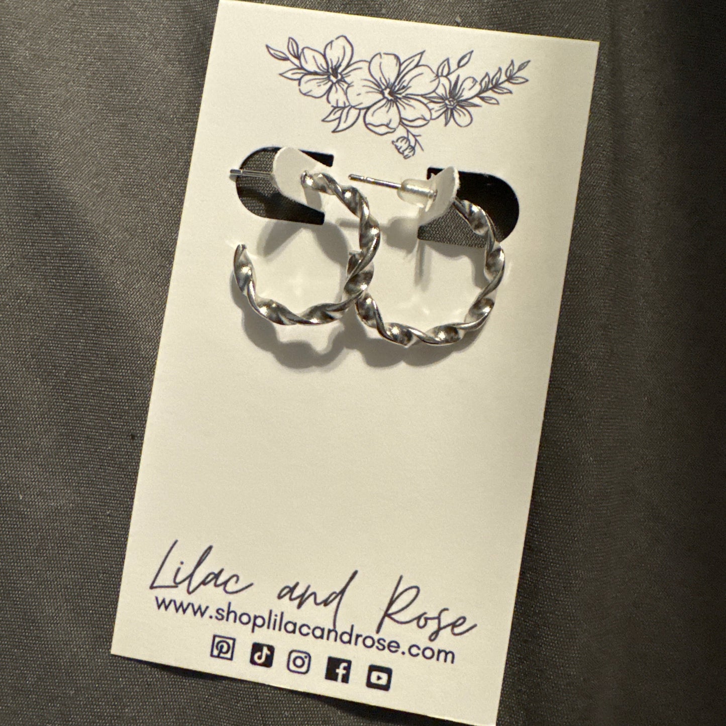 twisted hoop earrings gold silver Lilac and Rose