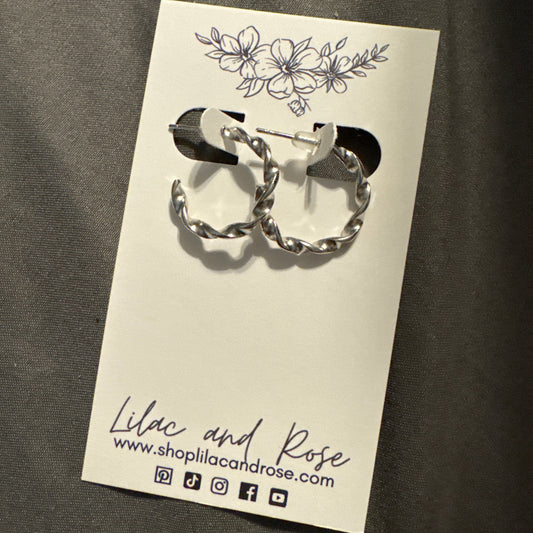 twisted hoop earrings gold silver Lilac and Rose