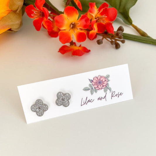 ✅ CZ Clover Stud Earrings