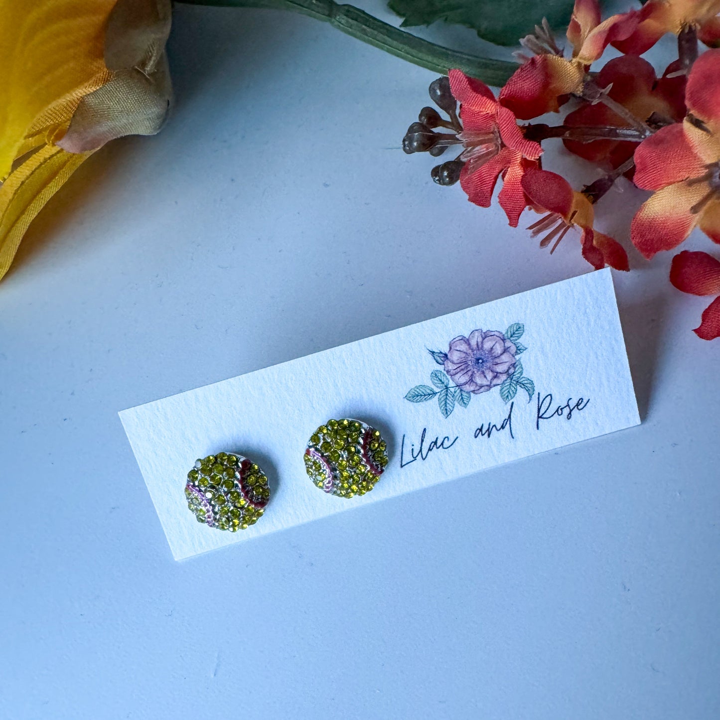 bling sports stud earrings sparkly game day Lilac and Rose