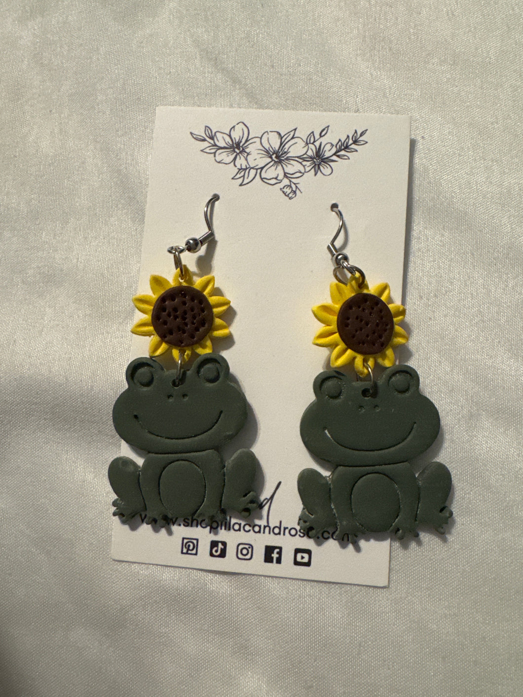 Sunflower Frog Earrings