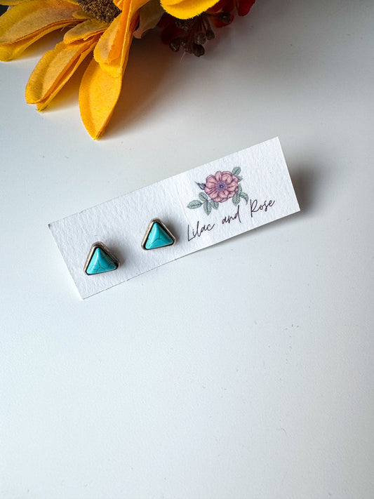 ✨ Triangle Turquoise Studs