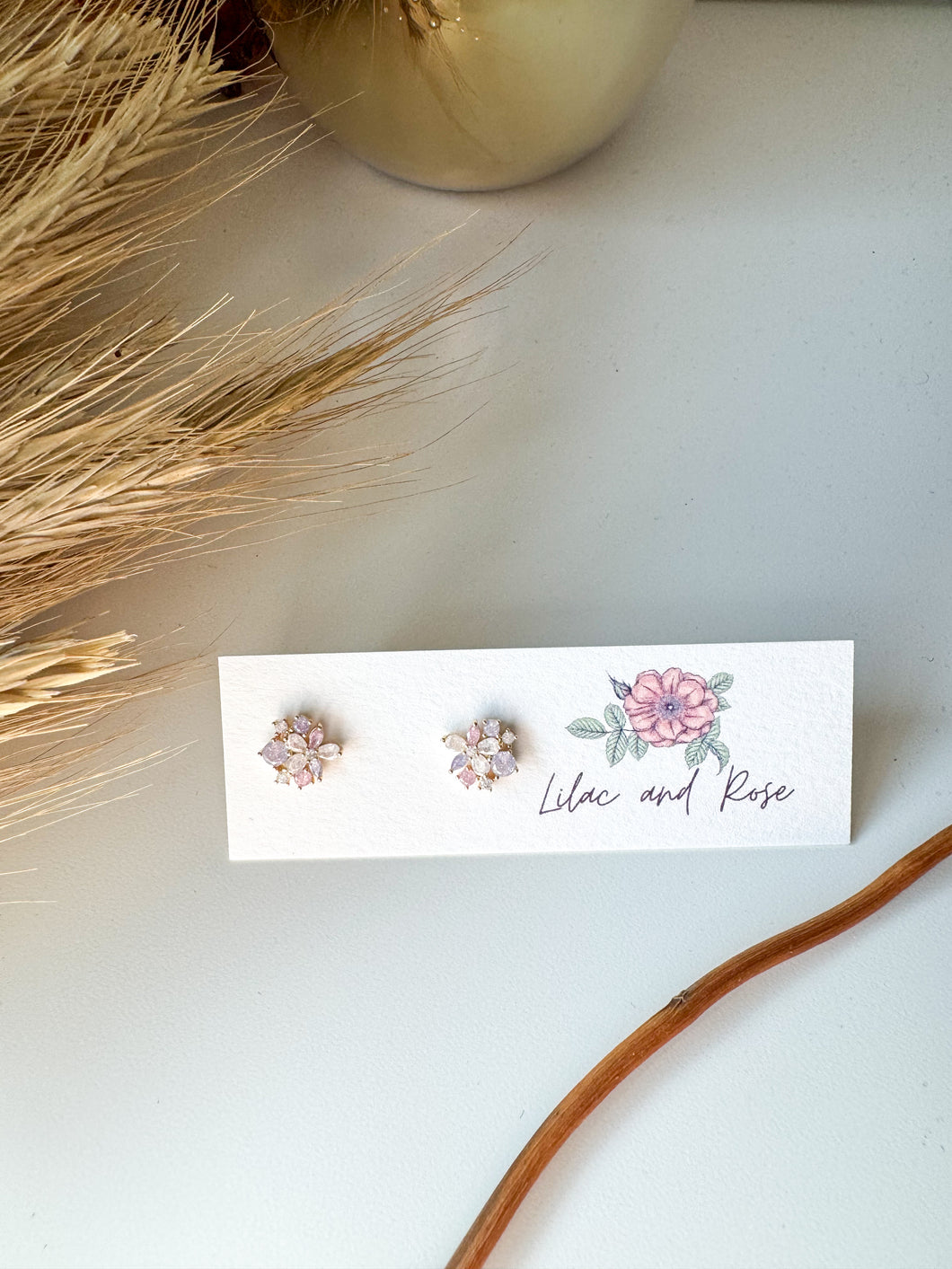 CZ Cluster Flower Stud Earrings