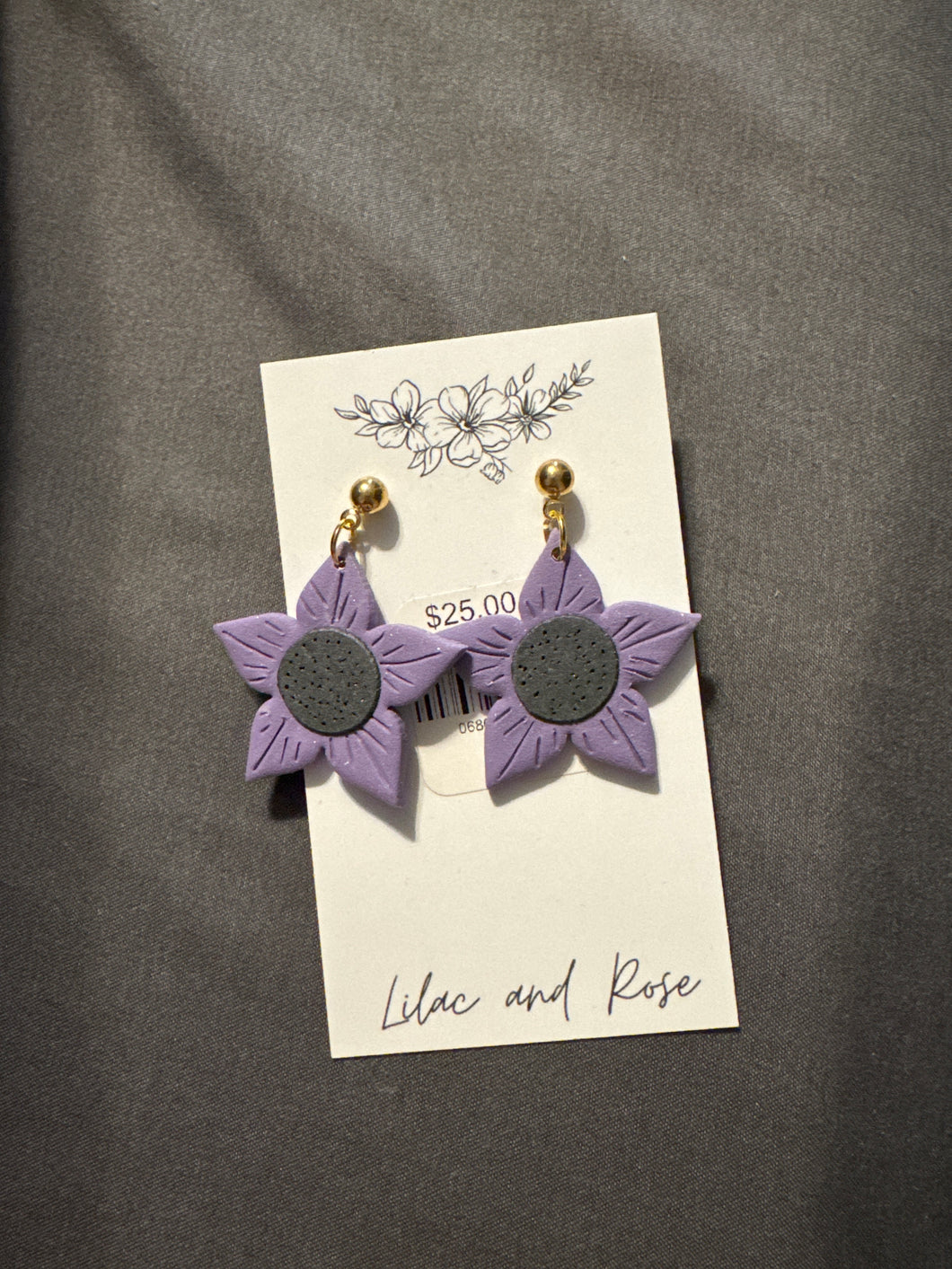 Purple Flower Earrings