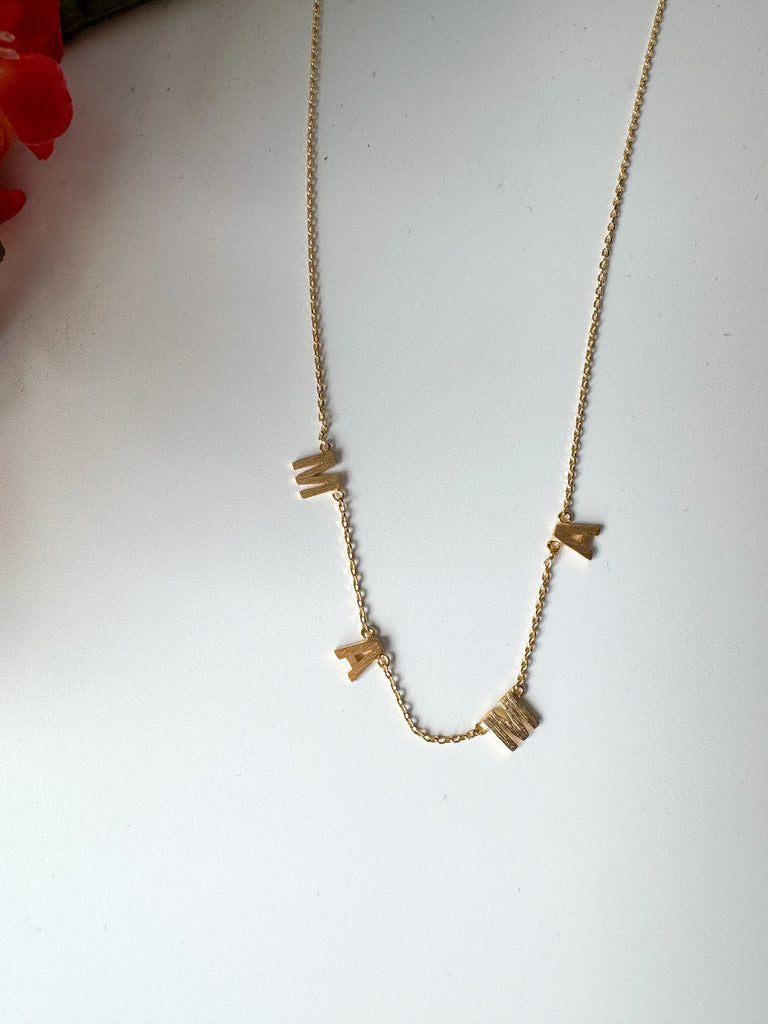 Gold Dipped Mama Stationary Charm Necklace