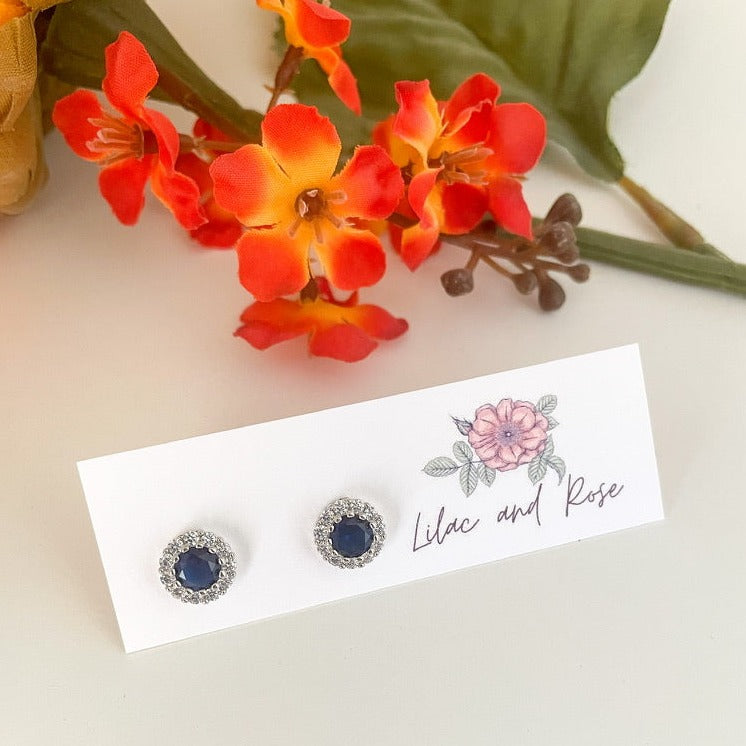 CZ Blue Stud Earrings