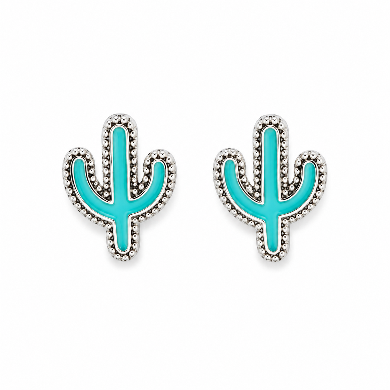 ✨ Turquoise Cactus Stud Earrings – Desert Color with Southwest Charm
