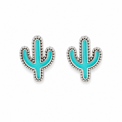 ✨ Turquoise Cactus Stud Earrings – Desert Color with Southwest Charm