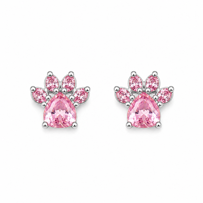 ✨ CZ Pink Paw Print Stud Earrings – Sparkly Love for Pet Lovers
