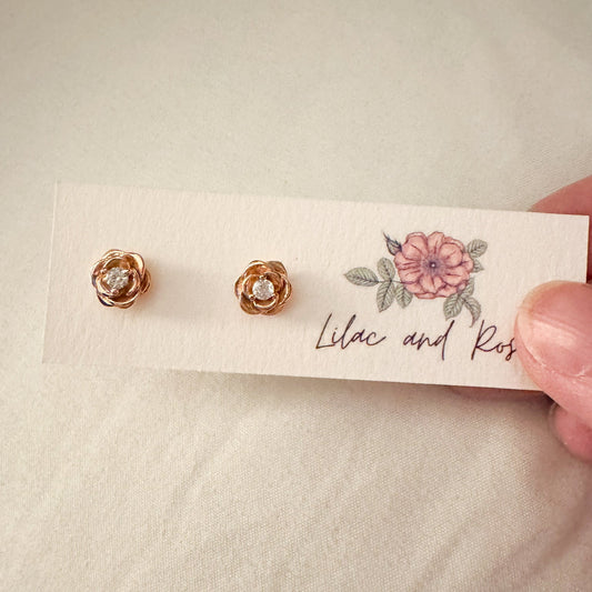 ✨ CZ Rose Stud Earrings