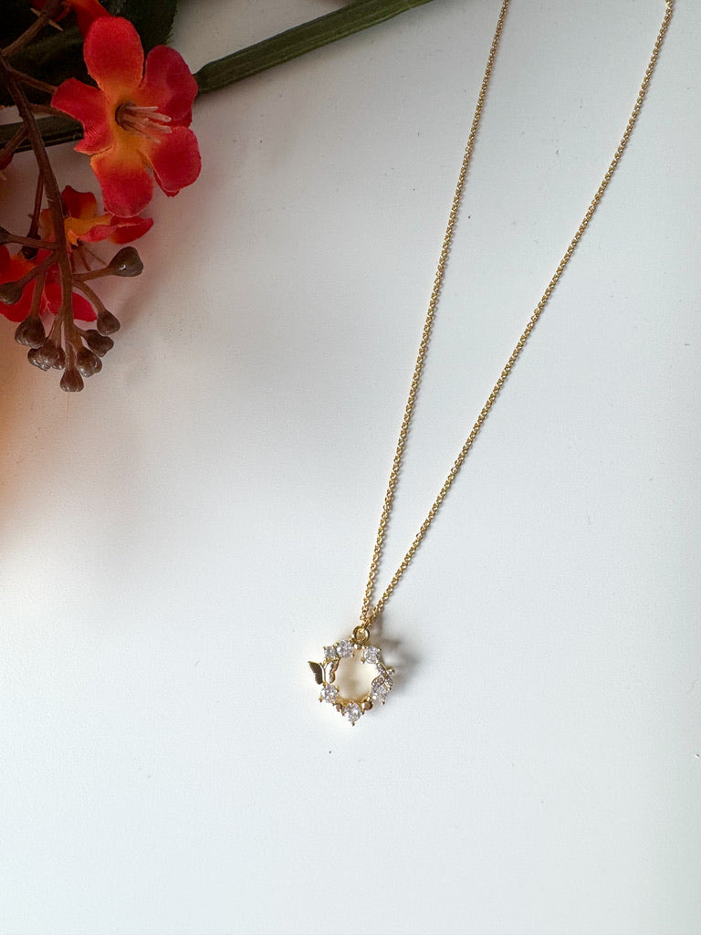 Butterfly Flower Pendant Necklace