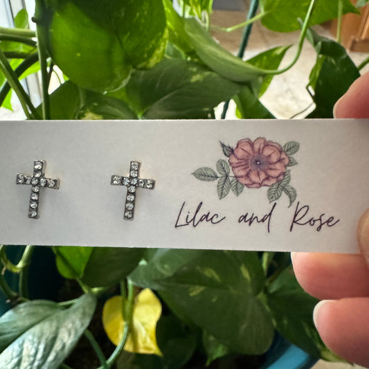 ✅ CZ Cross Stud Earrings